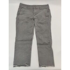 LOFT Girlfriend Chino Petite Pants Grey Cropped Frayed Hem Size 8P